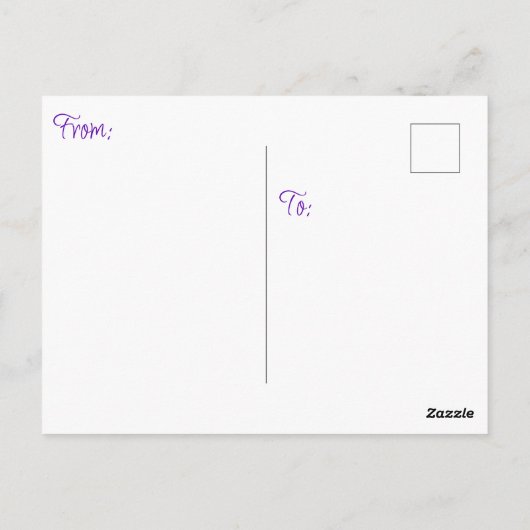 Eine flauschige, weiße Katzenklatsche auf der Fens Postkarte (Rückseite)