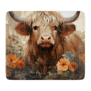 Eine florale Highland-Cow-Serie Design 2 Schneidebrett