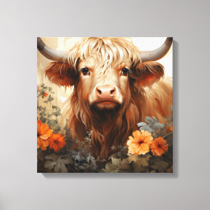 Eine florale Highland-Cuh Serie Design 2 Leinwanddruck