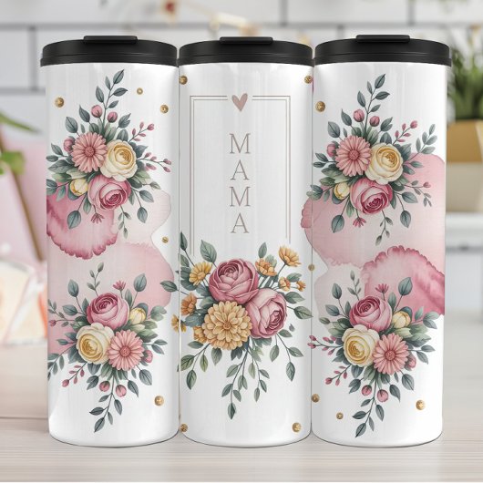 Eine florale Mama mit Rose grüßen Thermosbecher