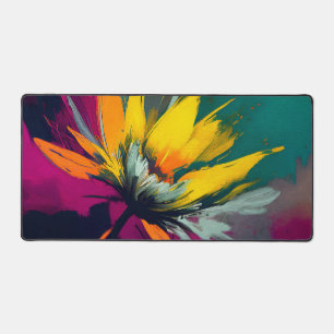 Eine florale Odyssee – Expressiver Blütenaufbruch Schreibtischunterlage