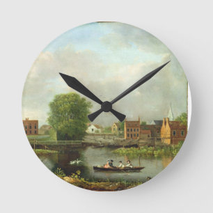 Eine Fluss-Landschaft, vielleicht eine Ansicht vom Runde Wanduhr
