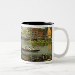 Eine Fluss-Landschaft, vielleicht eine Ansicht vom Zweifarbige Tasse