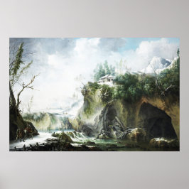 Eine Flusslandschaft im Winter, Francesco Foschi Poster