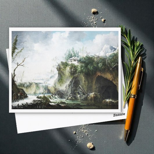 Eine Flusslandschaft im Winter, Francesco Foschi Postkarte