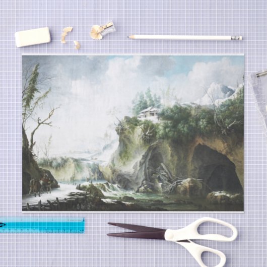 Eine Flusslandschaft im Winter, Francesco Foschi Seidenpapier (Handwerk)