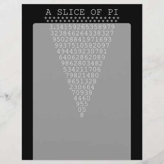 Eine Folie mit Pi-Typografie (Vorderseite)