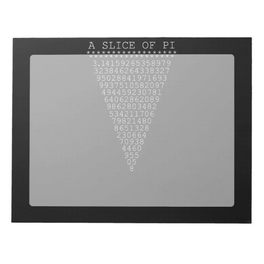Eine Folie mit Pi-Typografie Notizblock (Vorderseite)