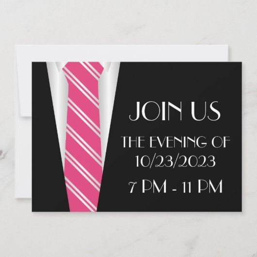Eine formelle, rosa Krawatte Einladung (Vorderseite)
