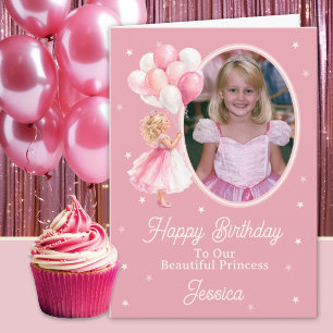 Eine Foto-Blondine-Prinzessin und Luftballons Gebu Karte