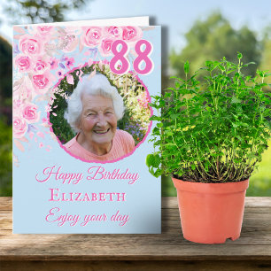 Eine Foto-Blumen-Geburtstagskarte zum 88. Geburtst Karte