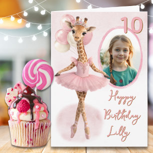 Eine-Foto-Giraffe-in-einem-Tutu-10.-Geburtstagskar Karte