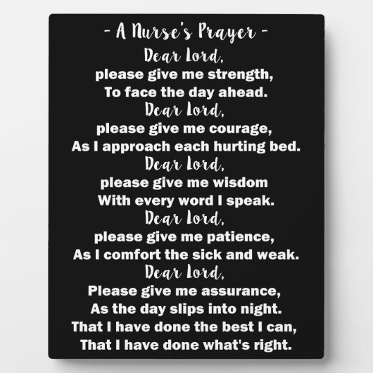 Eine Foto-Plaque für Krankenpfleger mit Easel Fotoplatte (Vorderseite)