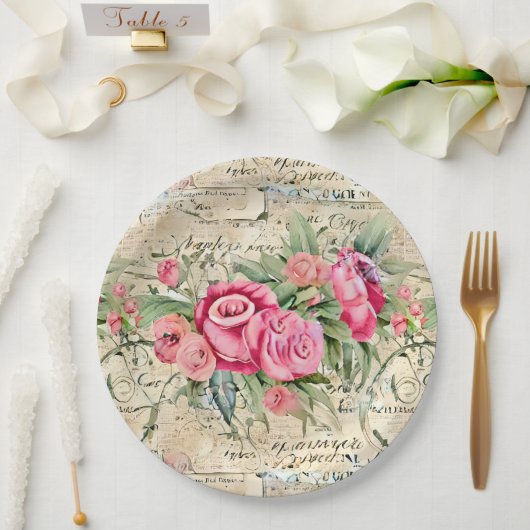 Eine französische Design-Serie 26 Pappteller (Hochzeit)