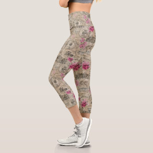 Eine französische Ephemera-Designreihe 24 Capri Leggings