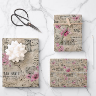 Eine französische Ephemera-Designreihe 24 Geschenkpapier Set