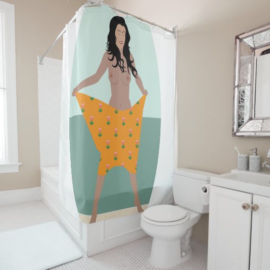 Eine Frau am Strand Duschvorhang (Beispiel)