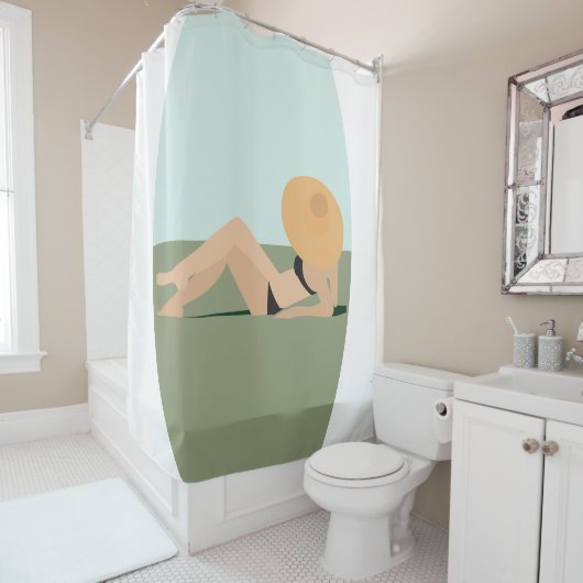 Eine Frau am Strand Duschvorhang (Beispiel)