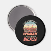 Eine Frau auf dem Fahrrad Magnet (Vorderseite/Rückseite)