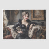 Eine Frau auf einem Sofa im 19. Jahrhundert Seidenpapier (Vorderseite)