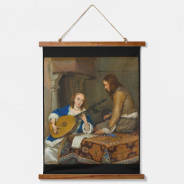 Eine Frau, die das Theorbo-Lute-Band spielt Wandteppich Mit Holzrahmen