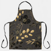 Eine Frau, die eine schwarze Schürze mit elegantem (Vorderseite)