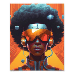 Eine Frau, die farbenfrohe Kleidung und Sonnenbril Fotodruck