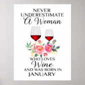 Eine Frau, die im Januar Wein Liebe Poster (Vorne)