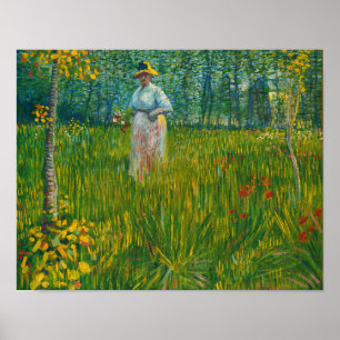 Eine Frau, die in einem Garten spaziert - Vincent Poster