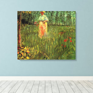 Eine Frau, die in einem Garten von Vincent van Gog Leinwanddruck