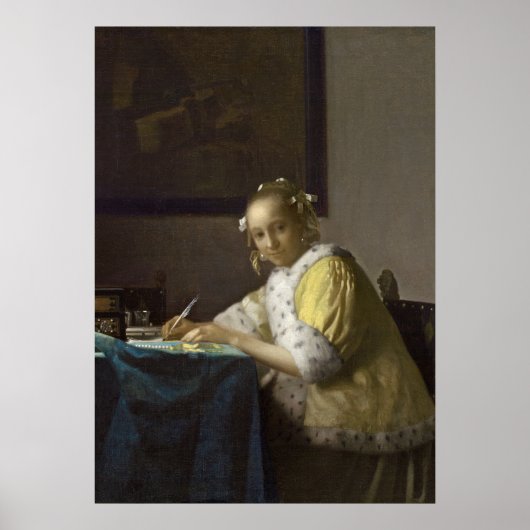 Eine Frau, die schreibt, c. 1665 (Öl auf Leinwand) Poster (Vorne)