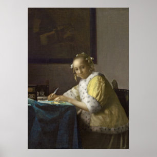 Eine Frau, die schreibt, c. 1665 (Öl auf Leinwand) Poster