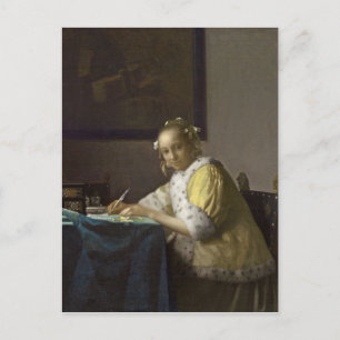 Eine Frau, die schreibt, c. 1665 (Öl auf Leinwand) Postkarte