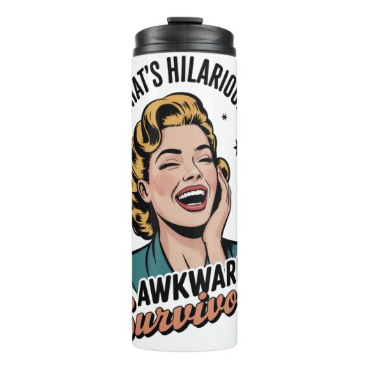 Eine Frau, die über Awkwardness lacht Thermosbecher (Vorderseite)