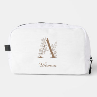 Eine Frau – Elegantes florales Monogramm Gold Make Waschbeutel