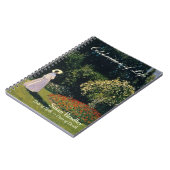 Eine Frau im Garten am Monet Beerdigung Gästebuch Notizblock (Linke Seite)