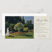 Eine Frau im Garten-Beileid danken Ihnen zu Dankeskarte (Vorne/Hinten)