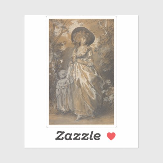 Eine Frau im Garten mit Kind Aufkleber (Blatt)