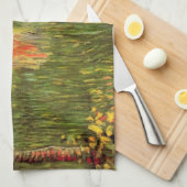 Eine Frau im Garten Spazieren durch Vincent van Go Geschirrtuch (Viertel Falte)