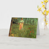 Eine Frau im Garten Spazieren durch Vincent van Go Karte (Gelbe Blume)