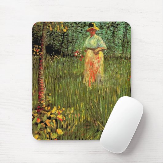Eine Frau im Garten Spazieren durch Vincent van Go Mousepad (Mit Mouse)