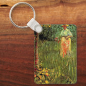 Eine Frau im Garten Spazieren durch Vincent van Go Schlüsselanhänger (Vorderseite)