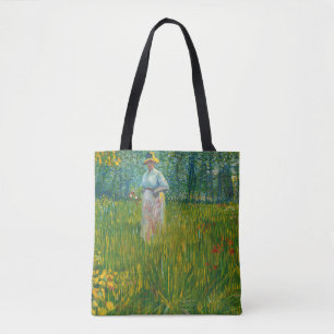 Eine Frau im Garten spazieren - Vincent van Gogh Tasche