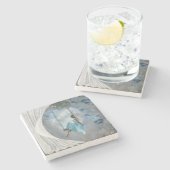 Eine Frau in blauem Kleid auf einer Schaukel Steinuntersetzer (Seitenansicht)