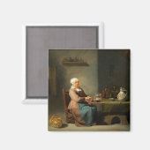 Eine Frau in der Küche Magnet (Vorderseite/Rückseite)