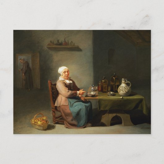 Eine Frau in der Küche Postkarte (Vorderseite)