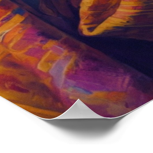 Eine Frau in einem mehrfarbigen Schawlposter Poster (Ecke)