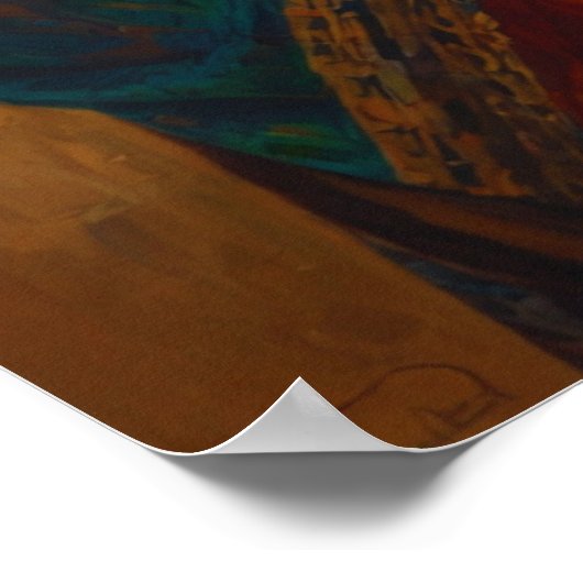 Eine Frau in einem mehrfarbigen Schawlposter Poster (Ecke)