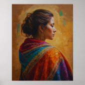 Eine Frau in einem mehrfarbigen Schawlposter Poster (Vorne)