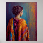 Eine Frau in einem mehrfarbigen Schawlposter Poster (Vorne)